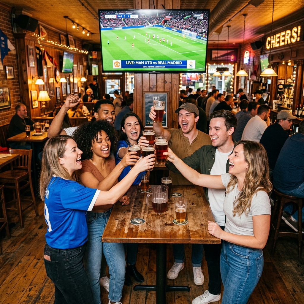 Cheering sports fans at Mojitos